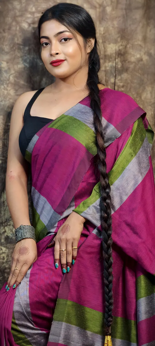 Multi_Colour_Handloom_Striped_Pure_Cotton_Soft_Saree_With_Contrast_Pallu