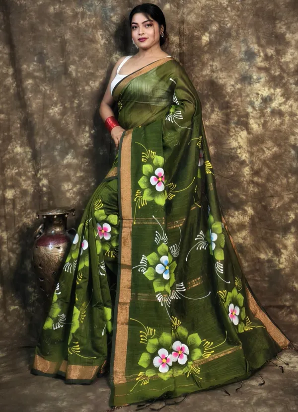 Pesta_Handloom_Premium_Quality_Handprint_Flower_Motifs_Women_Cotton_Silk_Saree_For_Women_With_Blouse_Piece