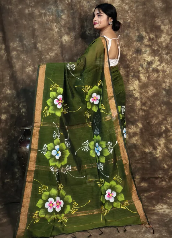 Pesta_Handloom_Premium_Quality_Handprint_Flower_Motifs_Women_Cotton_Silk_Saree_For_Women_With_Blouse_Piece