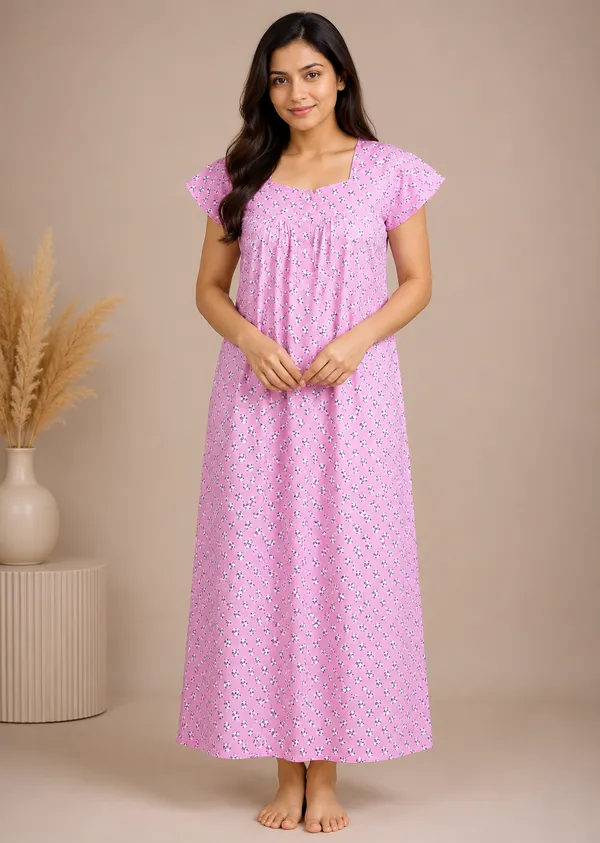 Light_Pink_Women_Premium_Cotton_Floral_Printed_Nighty_|_Comfortable_Full-Length_Short_Sleeve_Nightdress_|_Soft_&_Breathable_Cotton_Night_Gown_for_Daily_Wear