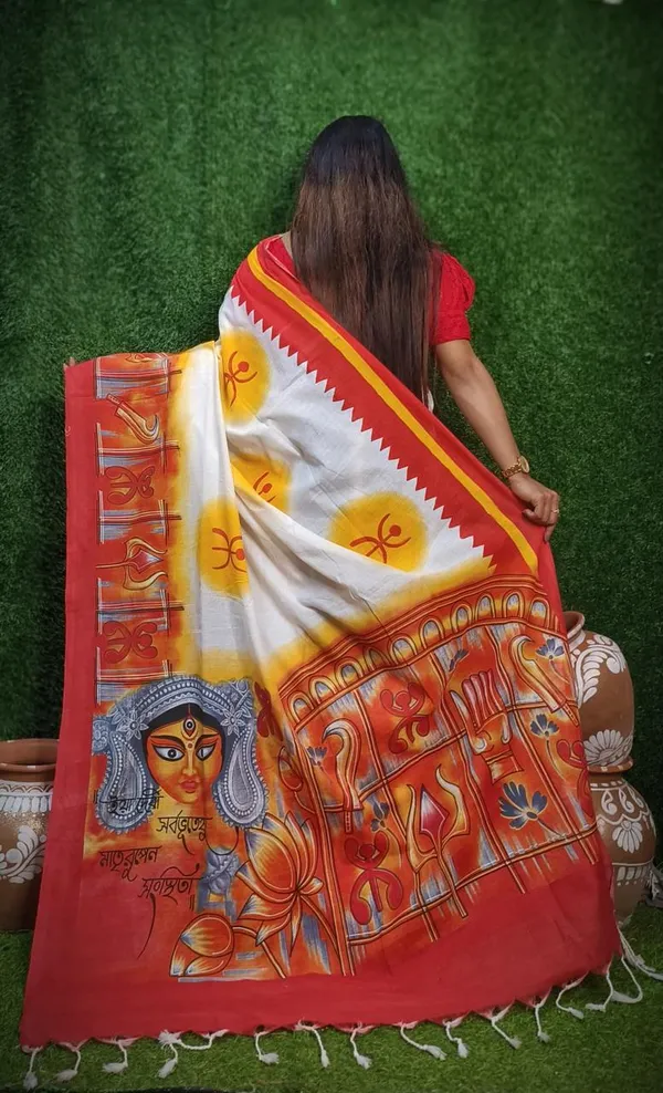 Puja_SpaHandloom_Premium_Cotton_Block_Print_Soft_Saree_For_Durga_Puja_With_Blouse_Pcs