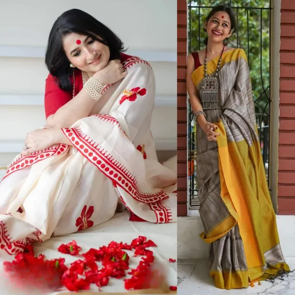 Multi_Colour_Handloom_Premium_Quality_Gicha_Cotton_and_Block_Print_Saree_for_Women_With_Blouse_Piece_Combo_Offer_(Pack_Of_2_)
