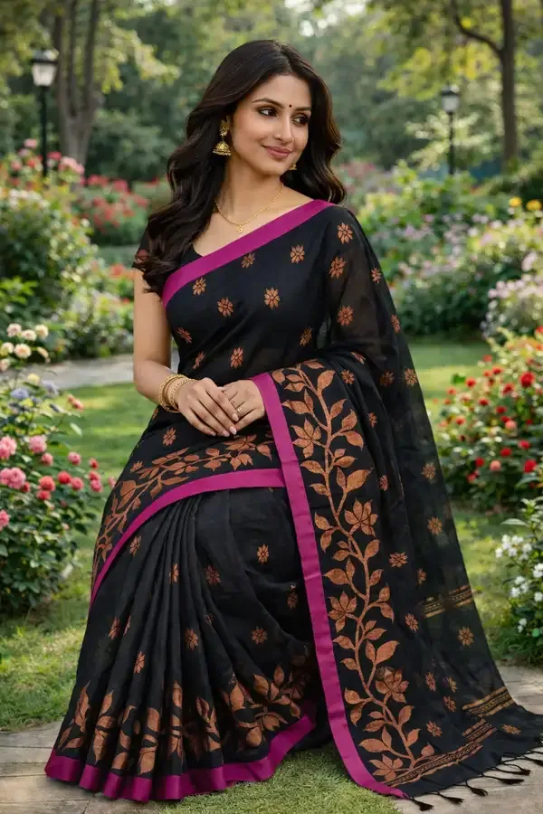 Black_Handloom_Premium_Quality_Cotton_Silk_Saree_For_Women_With_Running_Blouse_Peice