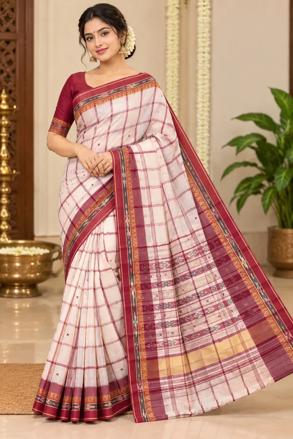 Off_White_Handloom_Premium_Quality_Dhaniakhali_Cotton_Saree_for_Women_with_Running_Blouse_Piece
