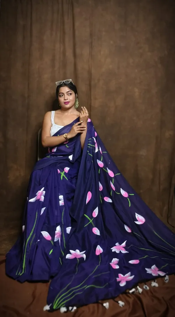 Blue_Handloom_Premium_Quality_Pure_Cotton_Hand_Print_Saree_With_Blouse_Piece