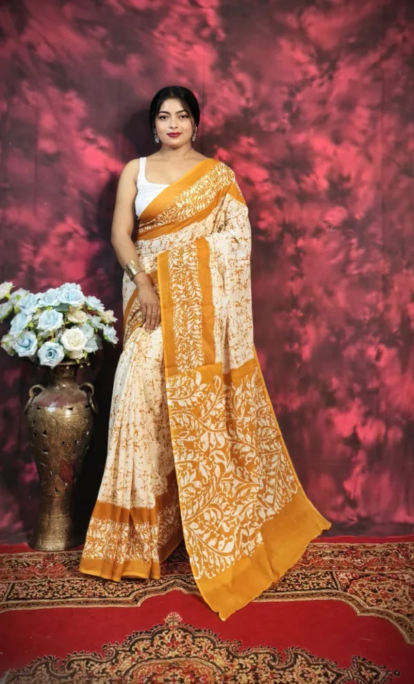 Off_White_and_Yellow_Authentic_Bengal_Mull_Mull_Soft_Pure_Cotton_Latest_Block_Print_Design_Saree_For_Women
