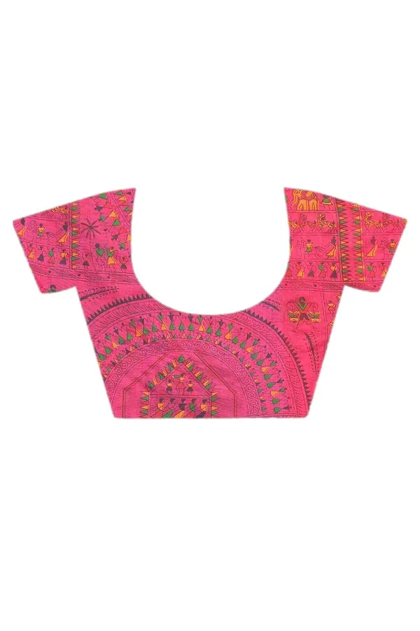 Sky_Blue_And_Pink_Handloom_Premium_Quality_Cotton_Silk_Madhubani_Print_Soft_Saree_With_Blouse_Piece