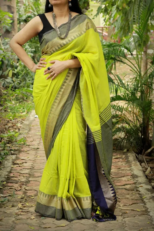 T.J_SAREES_Lemon_and_Blue_Handloom_Authentic_Bengal_Khaadi_Cotton_Sarees_With_Blouse_Piece