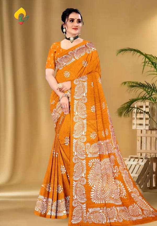 Orange_Semi_Tasar_Silk_Soft_Saree_For_Women_With_Running_Blouse_Piece