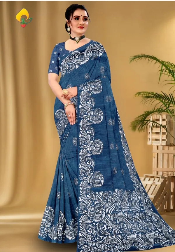 Blue_Semi_Tasar_Silk_Soft_Saree_For_Women_With_Running_Blouse_Piece