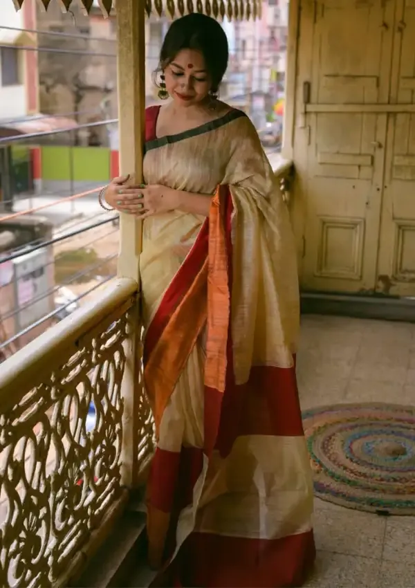 Puja_Special_Off_White_Viscose_Cotton_Saree_for_Women_|_6.3_Meter_Soft_Festive_Saree_with_Blouse_Piece_|_Traditional_Ethnic_Wear_for_Durga_Puja_&_Festivals