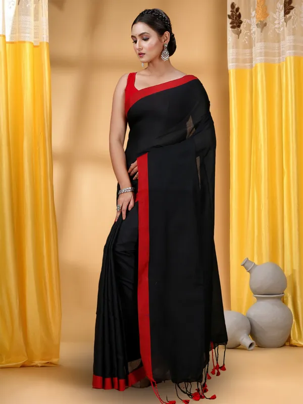 Black_Handloom_Khaadi_Cotton_Soft_Saree