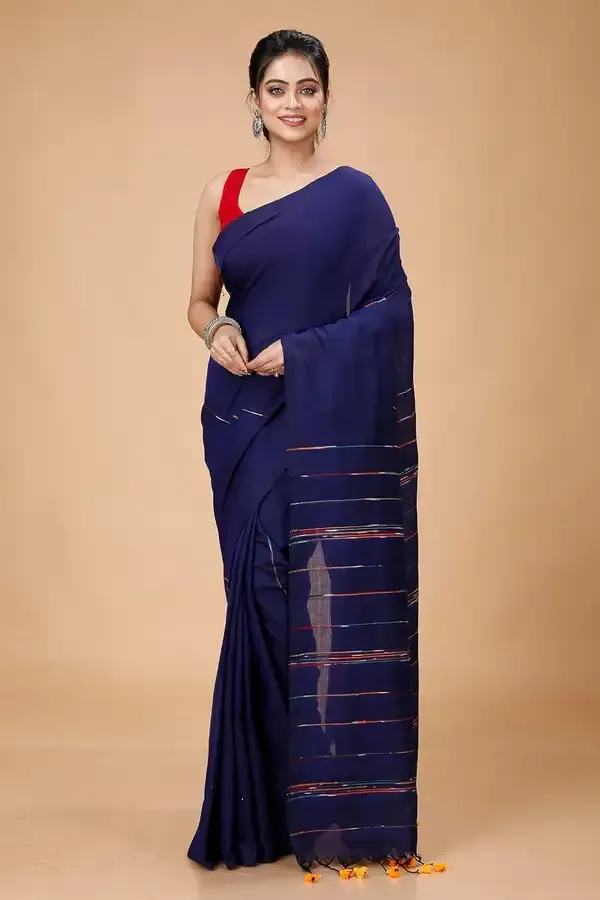 Blue_Handloom_Premium_Quality_Pure_Cotton_Soft_Saree_For_Women_With_Running_Blouse_Piece