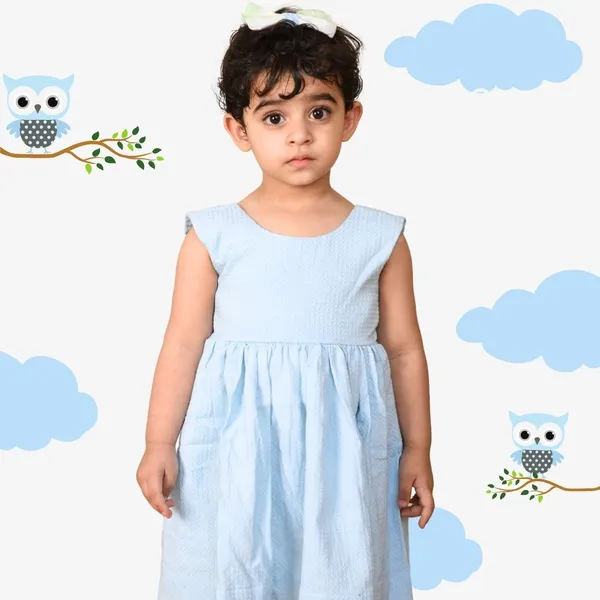 Sky_Blue_Frock_Dress_With_Bow_In_Back_For_Girls