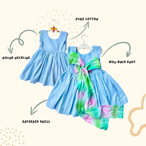 Sky_Blue_Frock_Dress_With_Bow_In_Back_For_Girls