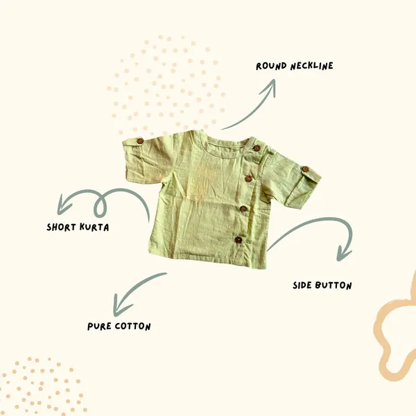 Pista_Green_Short_Kurta_For_Kids_|_Side_Buttoned