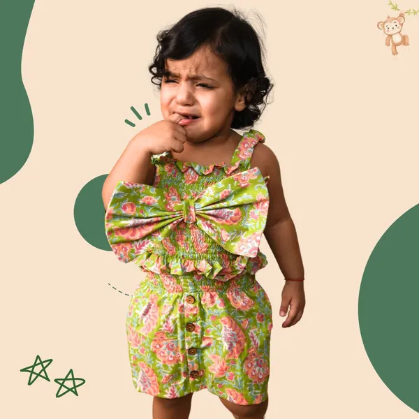 Green_Co-ord_Set_for_Girls_|_Printed_Cotton_Skirt_And_Bow_Top