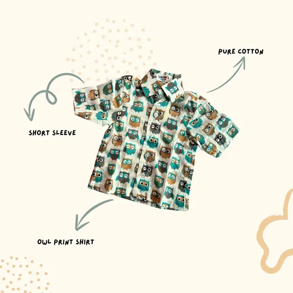 White_Cotton_Shirt_For_Boys_|_Owl_Printed