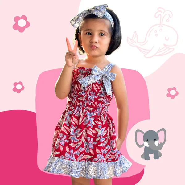 Red_Printed_Cotton_Dress_For_Girls