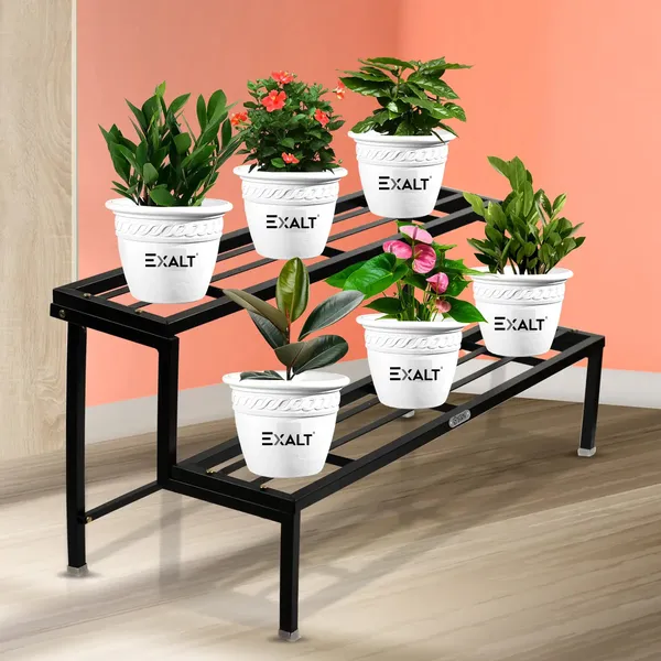 38_Inches_Length_2_Step_Planter_Pot_Stand_Black_Heavy_Duty_