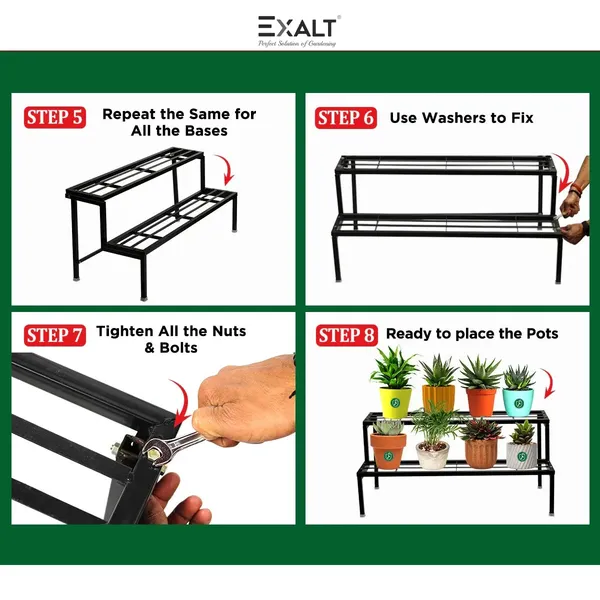 38_Inches_Length_2_Step_Planter_Pot_Stand_Black_Heavy_Duty_