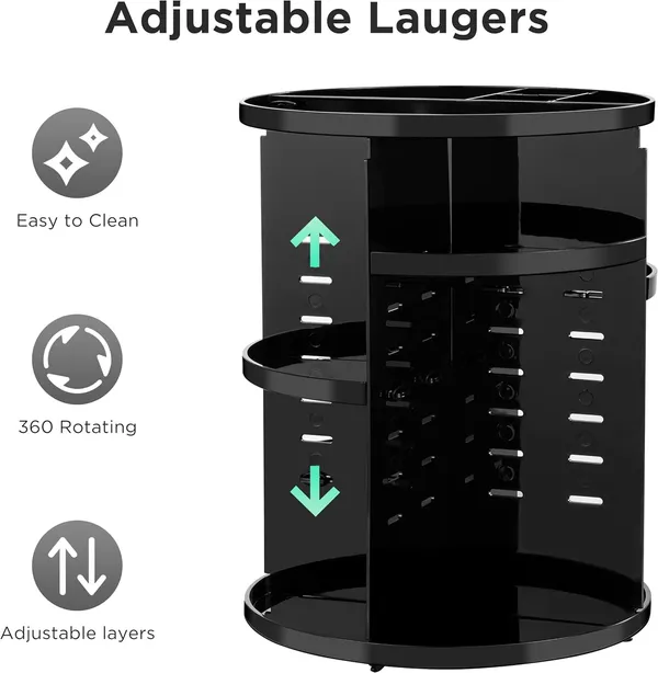 360_Rotating_Makeup_Organizer_Adjustable_Carousel_Large_Capacity_Revolving_Perfume_Organizer_Skincare_Organizers_Cosmetic_Storage_Spinning_Holder_for_Vanity,_Black_