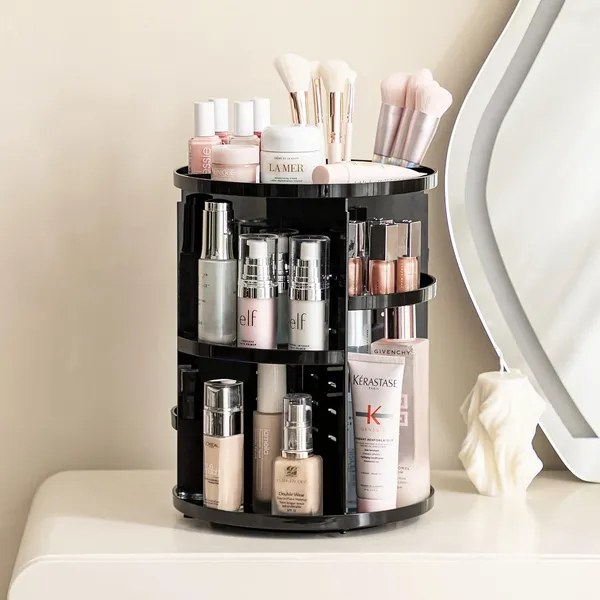 360_Rotating_Makeup_Organizer_Adjustable_Carousel_Large_Capacity_Revolving_Perfume_Organizer_Skincare_Organizers_Cosmetic_Storage_Spinning_Holder_for_Vanity,_Black_