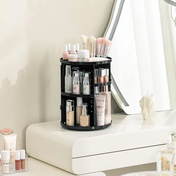 360_Rotating_Makeup_Organizer_Adjustable_Carousel_Large_Capacity_Revolving_Perfume_Organizer_Skincare_Organizers_Cosmetic_Storage_Spinning_Holder_for_Vanity,_Black_