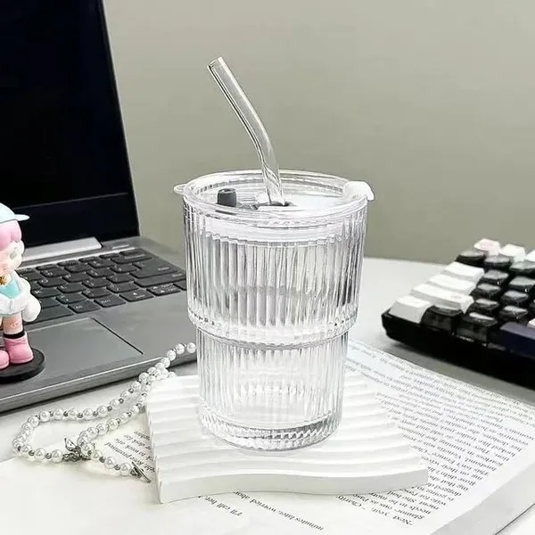 370ml_Glass_Sipper_Cup_Mug_for_Kids_Fruit_Juice_Milk_Tumbler_with_Lid_and_Starw