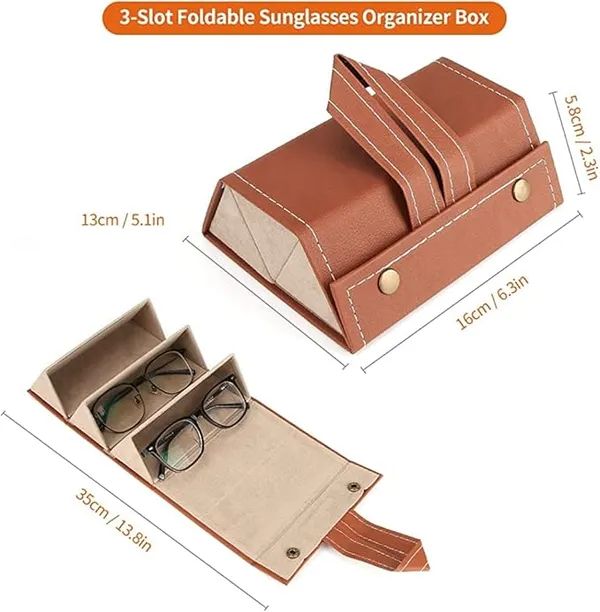 3-in-1_Sunglasses_Organizer_Box,_For_Travel,Office,_Home_,_PU_Leather_cover,_Hook_for__spectacle_case_of_sunglasses,_Specs_case_(_1_Pc)