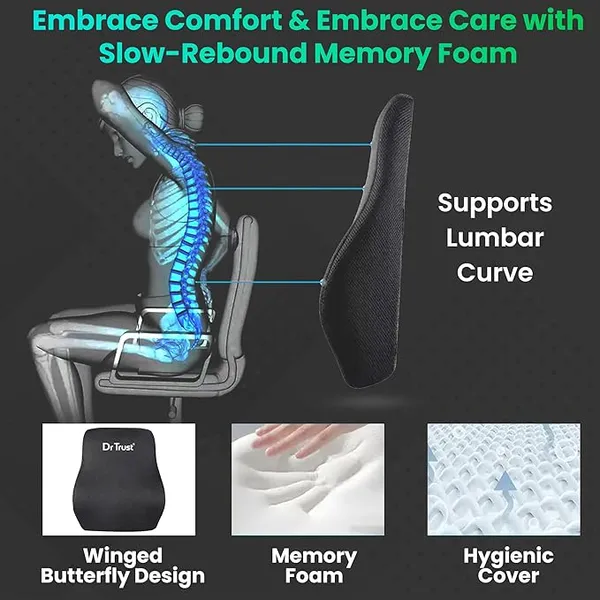 Backrest_For_Car_Seat,_Office_Chair_To_Sit_Up_Right,_Orthopaedic_Memory_Foam_Cushion/Pillow_Back_Pain_Relief,_Lumbar_Support,_Spine_Alignment,_And_Posture_Correction_-_360,_Black