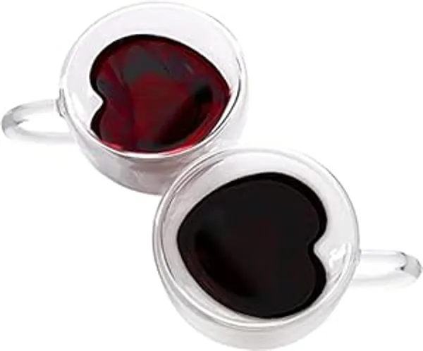 250ml_HEART_Shape_Double_Wall_Glass_Cups,_Insulated_Tea_&_Coffee_Cups,_Hot_&_Cold_Drinks,_Coffee,_Tea,_Milk,_Cappuccino,_Juice,_Microwave_Safe,_Stylish_Espresso_Chocolate_Beverage
