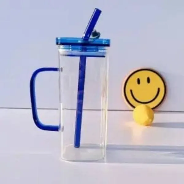 Glass_Cups__with_Straw_Wide_Mouth_Mason_Jar_Drinking_Glasses_with_Lids_&_Straws_&_Square_Color_Handle_Cup,Beer_Glasses,_Iced_Coffee_Glasses,_Ideal_for_Cocktail,_Whiskey,_Gift.380ml_(_Multicolor)