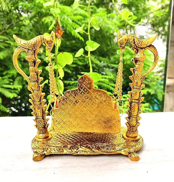 Jhula_Statue_Sculpted_in_Great_Detail_in_Ivory_Antique_Golden_Finish_-_Laddu_Gopal_|_Home_Decor_|_Mandir_|_Gift_|_Hindu_God