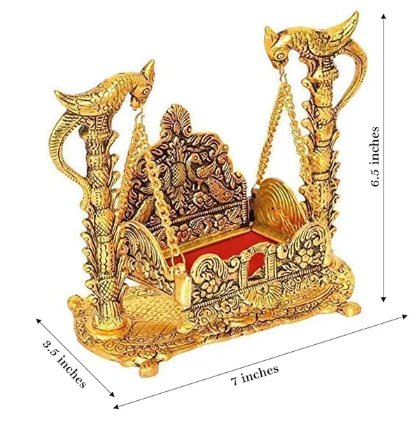 Jhula_Statue_Sculpted_in_Great_Detail_in_Ivory_Antique_Golden_Finish_-_Laddu_Gopal_|_Home_Decor_|_Mandir_|_Gift_|_Hindu_God