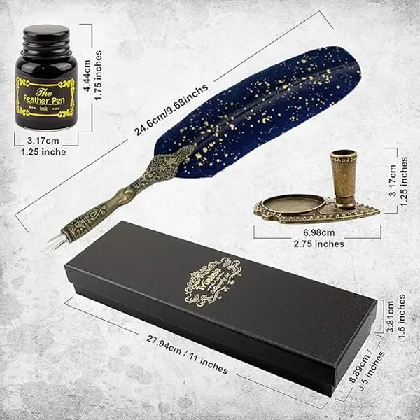 Luxury_Feather_Quill_Dip_Pen_Set,_Includes_2_Extra_Nibs_&_Stand,_Black_Ink,_Vintage_Calligraphy_Set_for_Signature_&_Art,_Ideal_Gift_for_Writers_&_Artists_(Glittery_Blue)