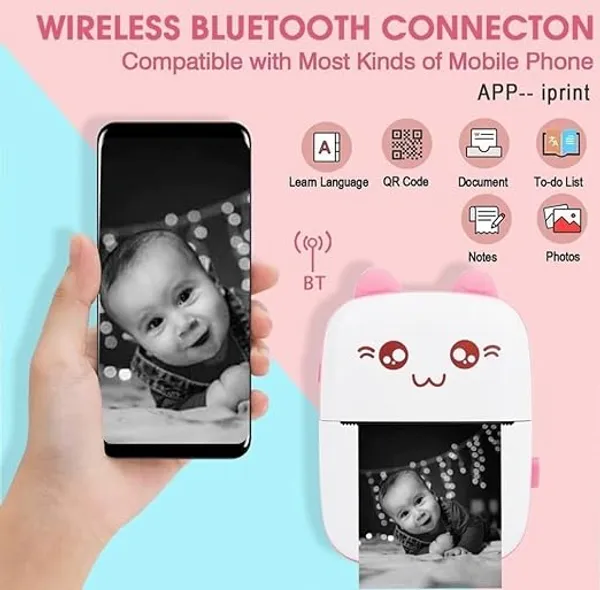 Mini_Bluetooth_Thermal_Printer,(1Year_Warranty)_Portable_Label_Printer_Inkfree_Printer_for_Android_&_iOS_System,_USB_Chargeable_,_Black_on_White__Roll_of_Print_Paper,_Stickers,_Multicolor