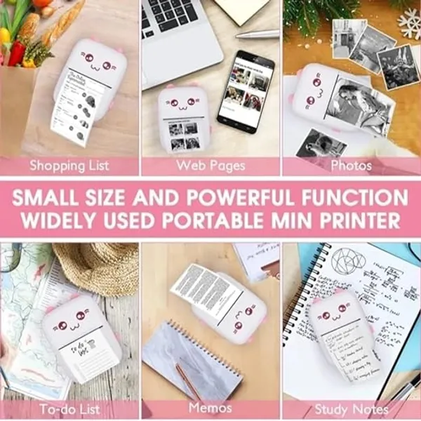 Mini_Bluetooth_Thermal_Printer,(1Year_Warranty)_Portable_Label_Printer_Inkfree_Printer_for_Android_&_iOS_System,_USB_Chargeable_,_Black_on_White__Roll_of_Print_Paper,_Stickers,_Multicolor
