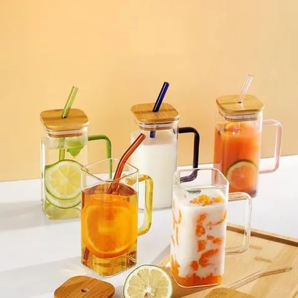 Set_of_2,_Color_Square_Mason_Jars_with_Handal_and_Airtight_Lid,_Straw_and_Reusable_Sipper_Mug_Hot_and_Cold_Beverages_Tea_Coffee_Smoothies_Fruit_Juice_(Square_Mason_,_Multicolor)_