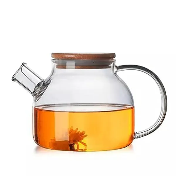 1_L_Kettle_Wooden_Lid_Glass_Teapot/Carafes_&_Pitchers_for_Tea_and_Coffee_Jug__(Borosilicate_Glass_,_Wooden_Lid_)