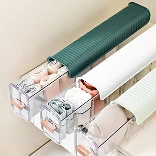 Lingerie/Socks/Ties/Data_Cable/Drawer_Organizer,_Wall_Mount_6_Cell_Transparent_Storage_Box,Multi_Functional_Organizers__(Pack_of_1,_Multicolor)