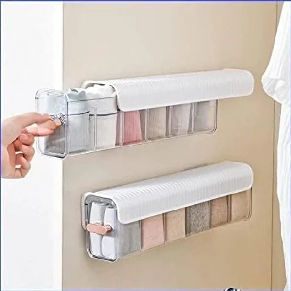 Lingerie/Socks/Ties/Data_Cable/Drawer_Organizer,_Wall_Mount_6_Cell_Transparent_Storage_Box,Multi_Functional_Organizers__(Pack_of_1,_Multicolor)
