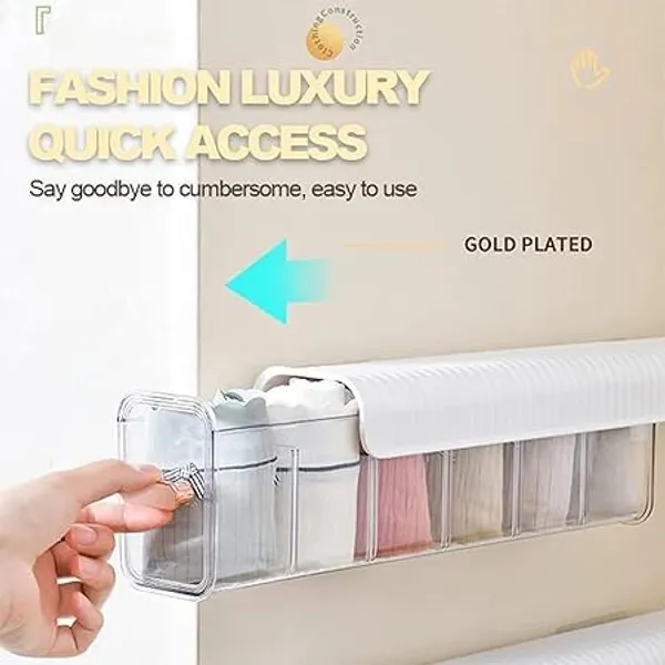 Lingerie/Socks/Ties/Data_Cable/Drawer_Organizer,_Wall_Mount_6_Cell_Transparent_Storage_Box,Multi_Functional_Organizers__(Pack_of_1,_Multicolor)