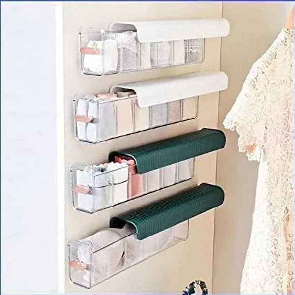 Lingerie/Socks/Ties/Data_Cable/Drawer_Organizer,_Wall_Mount_6_Cell_Transparent_Storage_Box,Multi_Functional_Organizers__(Pack_of_1,_Multicolor)