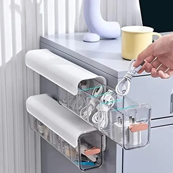 Lingerie/Socks/Ties/Data_Cable/Drawer_Organizer,_Wall_Mount_6_Cell_Transparent_Storage_Box,Multi_Functional_Organizers__(Pack_of_1,_Multicolor)