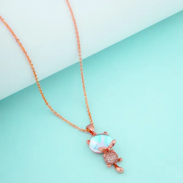 Gold_Colour_Cute_Lucky_Cat_Opal_Pedant_Brass_Necklace_For_Women
