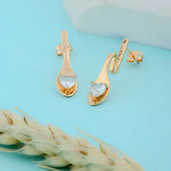 Classic_Waves_With_Heart_Stud_EarBrass_Ring_For_Women_For_Women