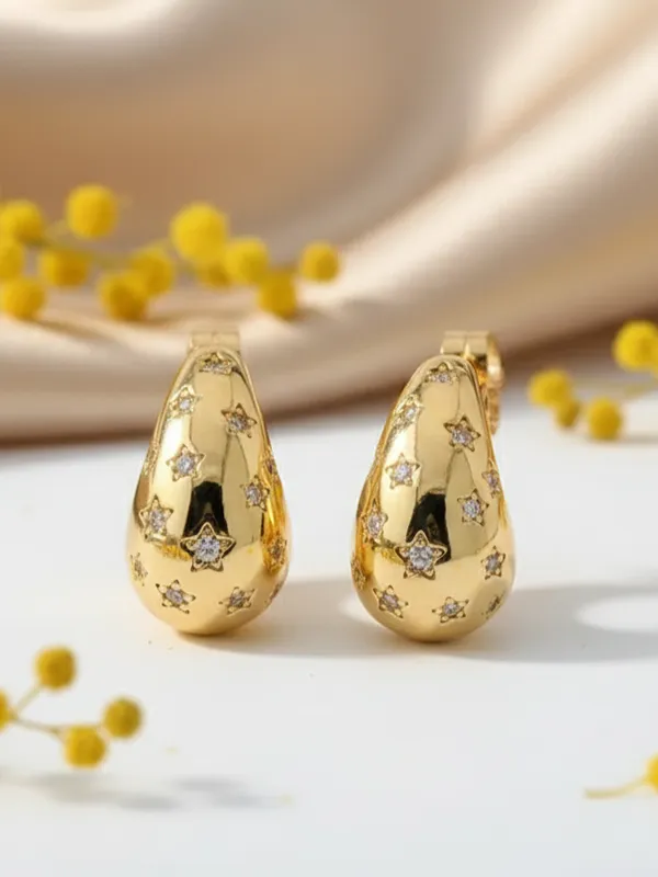 Little_Star_Drop_EarBrass_Ring_For_Women_For_Women