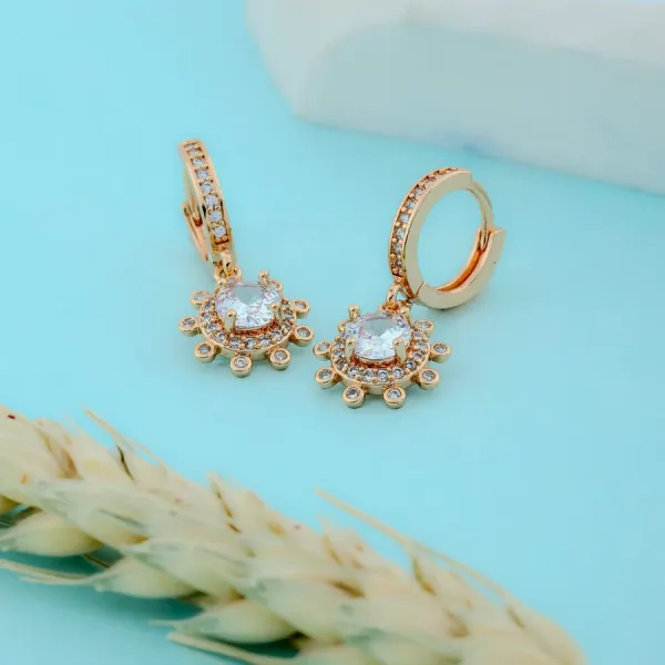 Rose_Gold_Flower_Shaped_With_Stones_Bali_EarBrass_Ring_For_Women_For_Women