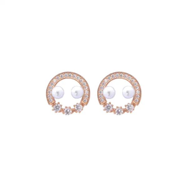Rose_Gold_Rose_Gold_Elegant_Pearl_Stud_EarBrass_Ring_For_Women_For_Womens